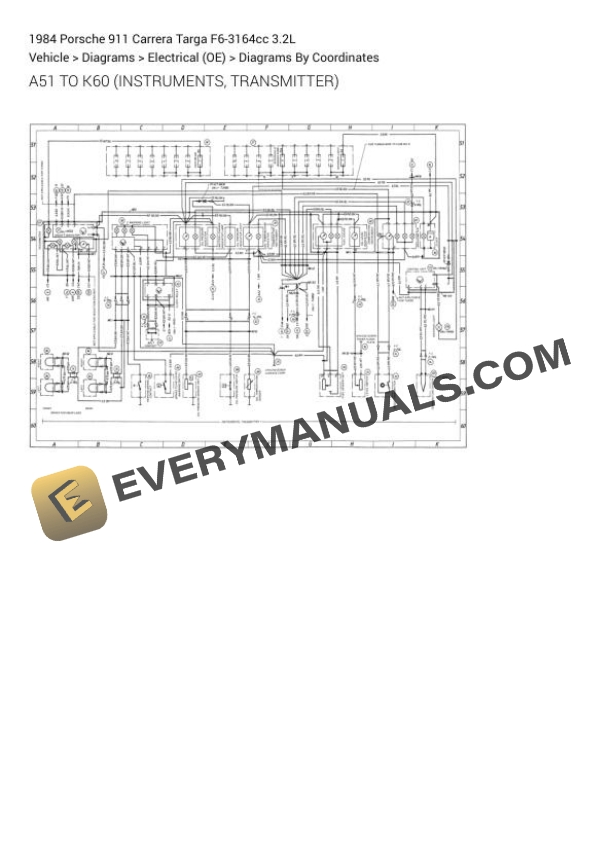 Porsche 911 Carrera Targa 1984 Electrical Diagrams F6-3164cc 3.2L