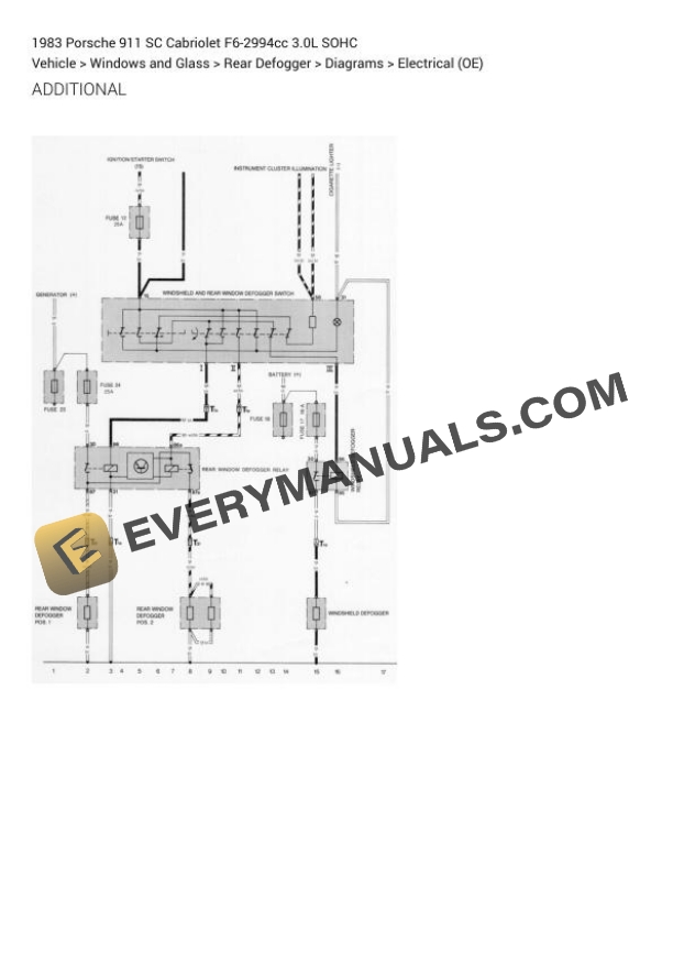 Porsche 911 SC Cabriolet 1983 Electrical Diagrams F6-2994cc 3.0L SOHC