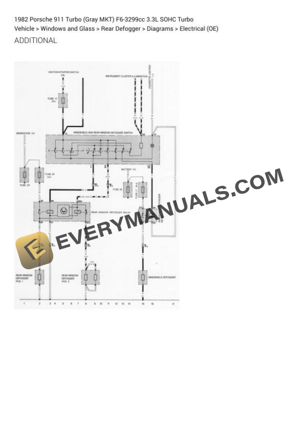 Porsche 911 Turbo (Gray MKT) 1982 Electrical Diagrams F6-3299cc 3.3L SOHC Turbo