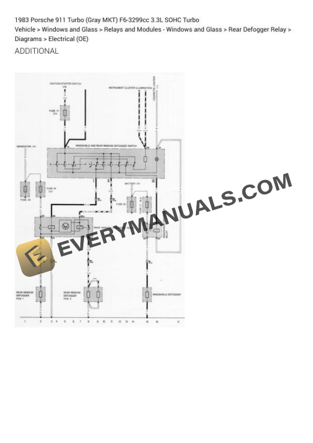 Porsche 911 Turbo (Gray MKT) 1983 Electrical Diagrams F6-3299cc 3.3L SOHC Turbo 4 Porsche 911 Turbo (Gray MKT) 1983 Electrical Diagrams F6-3299cc 3.3L SOHC Turbo - Image 2