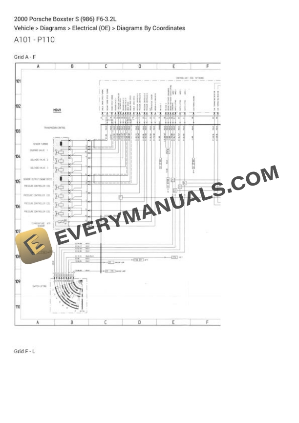 Porsche Boxster S (986) 2000 Electrical Diagrams F6-3.2L 4 Porsche Boxster S (986) 2000 Electrical Diagrams F6-3.2L - Image 2