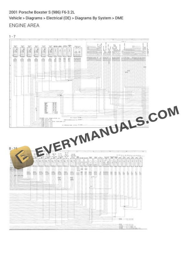 Porsche Boxster S (986) 2001 Electrical Diagrams F6-3.2L 4 Porsche Boxster S (986) 2001 Electrical Diagrams F6-3.2L - Image 2
