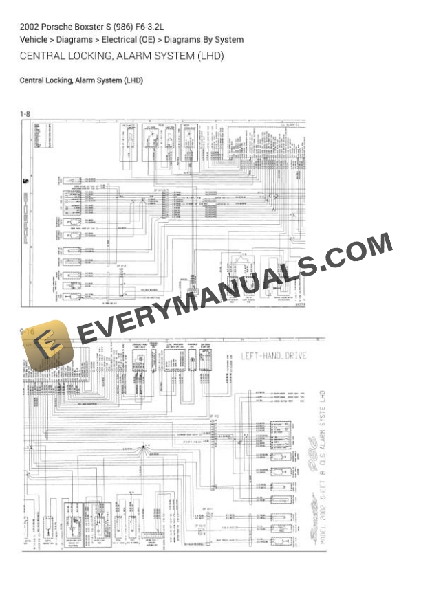 Porsche Boxster S (986) 2002 Electrical Diagrams F6-3.2L 4 Porsche Boxster S (986) 2002 Electrical Diagrams F6-3.2L - Image 2