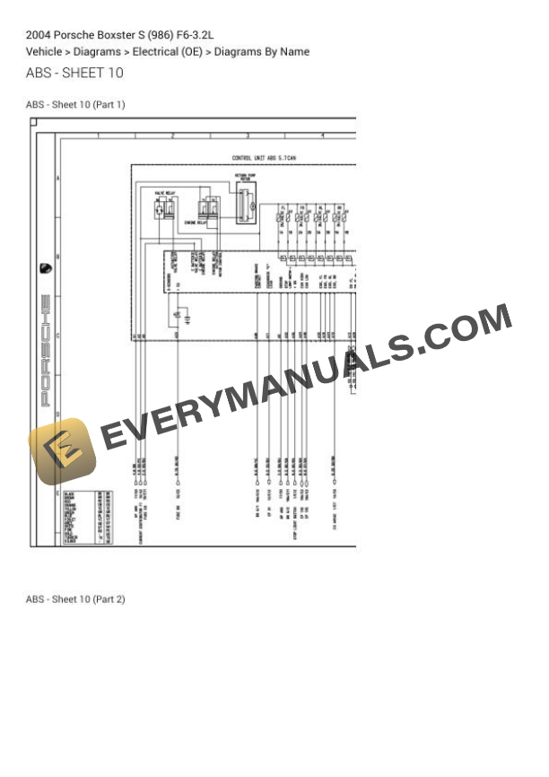 Porsche Boxster S (986) 2004 Electrical Diagrams F6-3.2L 4 Porsche Boxster S (986) 2004 Electrical Diagrams F6-3.2L - Image 2