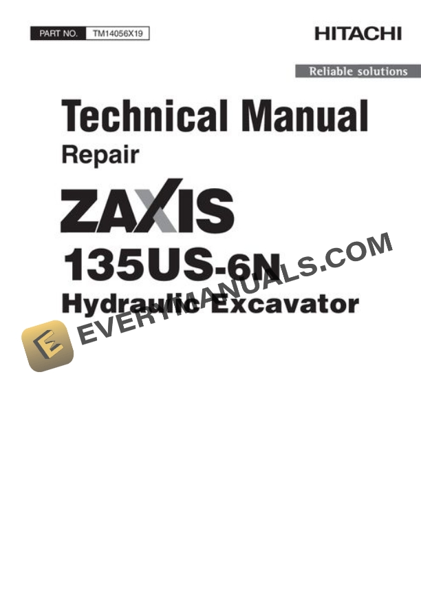 Hitachi ZAXIS135US-6N Excavator Repair Manual TM14056X19