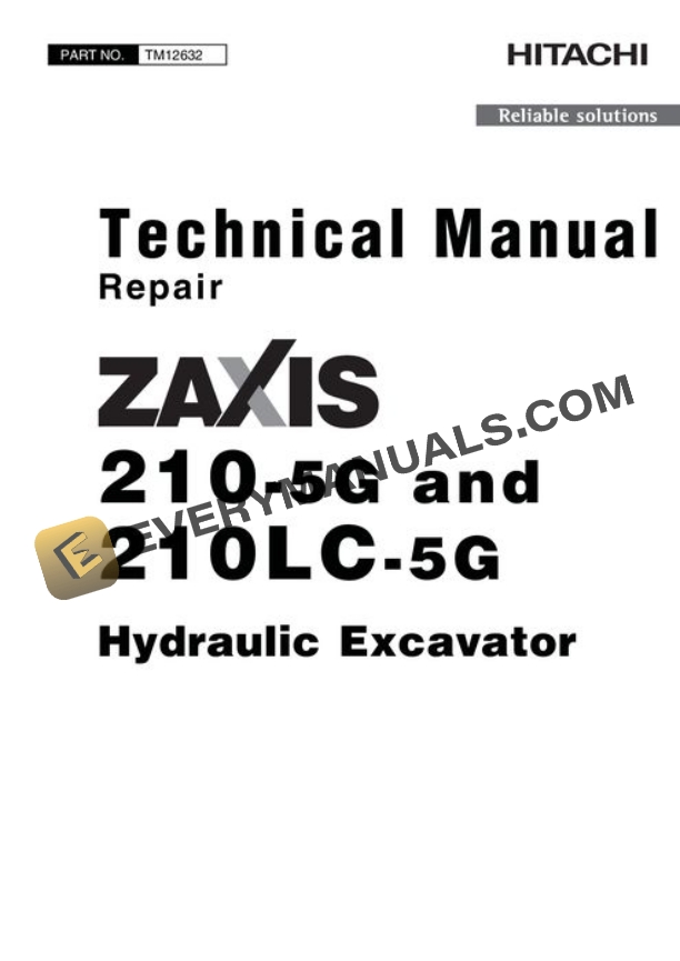 Hitachi ZAXIS210-5G ZAXIS210LC-5G Excavator Repair Manual TM12632
