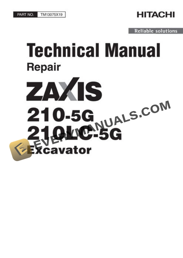 Hitachi ZAXIS210-5G ZAXIS210LC-5G Excavator Repair Manual TM13075X19