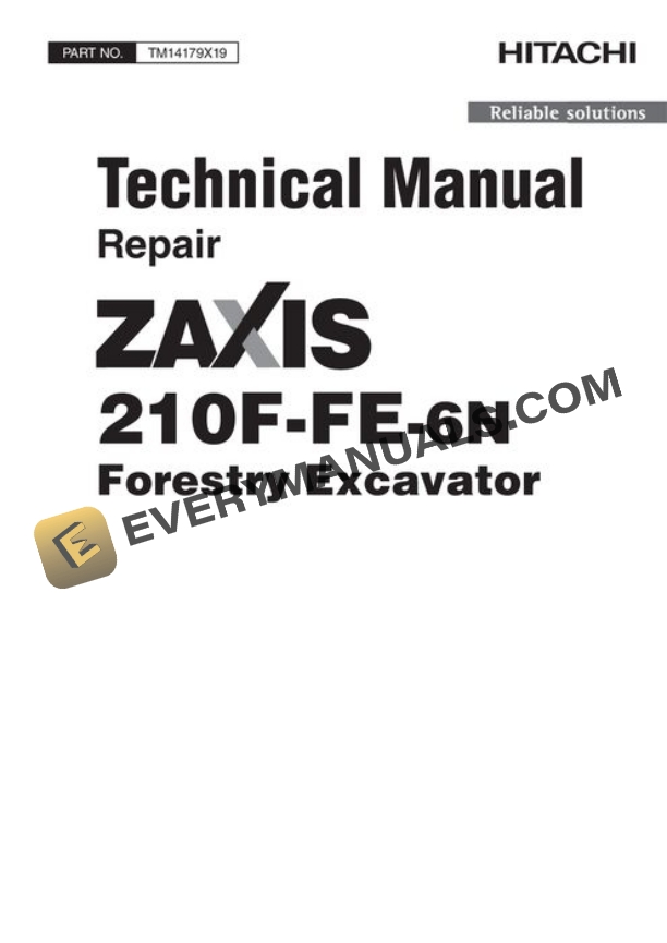 Hitachi ZAXIS210F-FE-6N Excavator Repair Manual TM14179X19