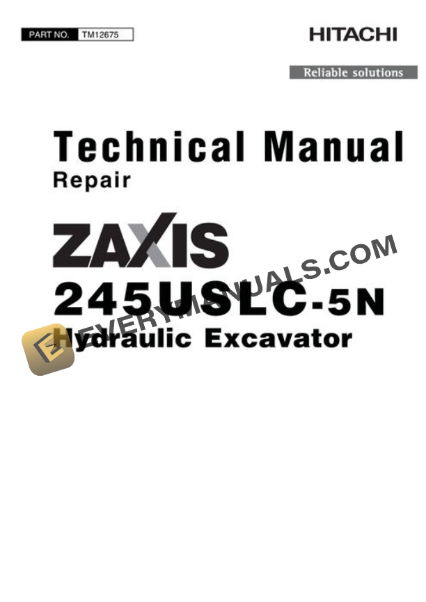 Hitachi ZAXIS245USLC-5N Excavator Repair Manual TM12675
