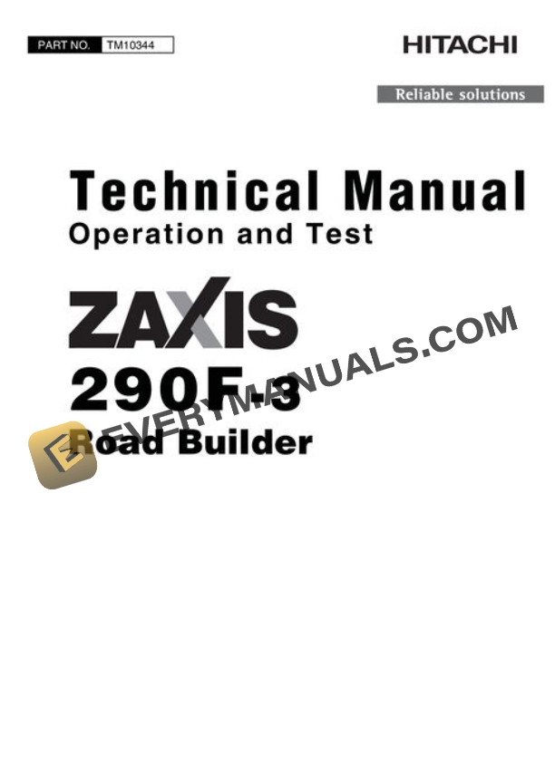 Hitachi ZAXIS290F-3 Road Builder Test Manual TM10344