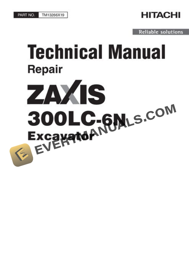 Hitachi ZAXIS300LC-6N Excavator Repair Manual TM13266X19