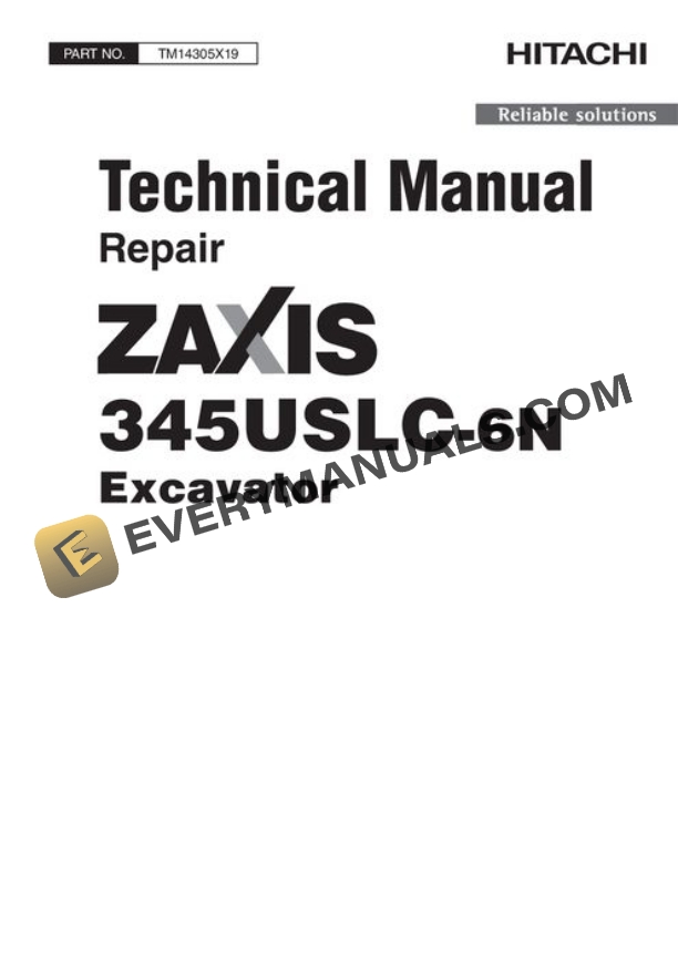 Hitachi ZAXIS345USLC-6N Excavator Test Manual TM14305X19