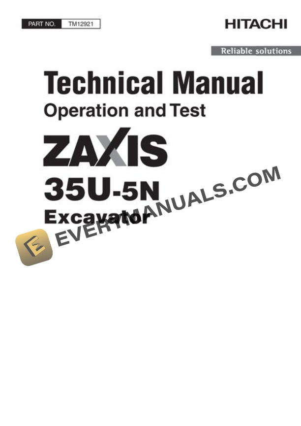 Hitachi ZAXIS35U-5N Excavator Test Manual TM12921