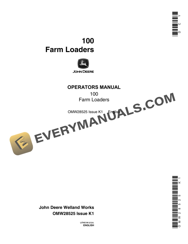 John Deere 100 Farm Loaders Operator Manual OMW28525