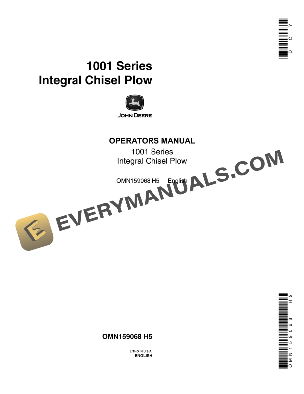John Deere 1001 Series Integral Chisel Plow Operator Manual OMN159068