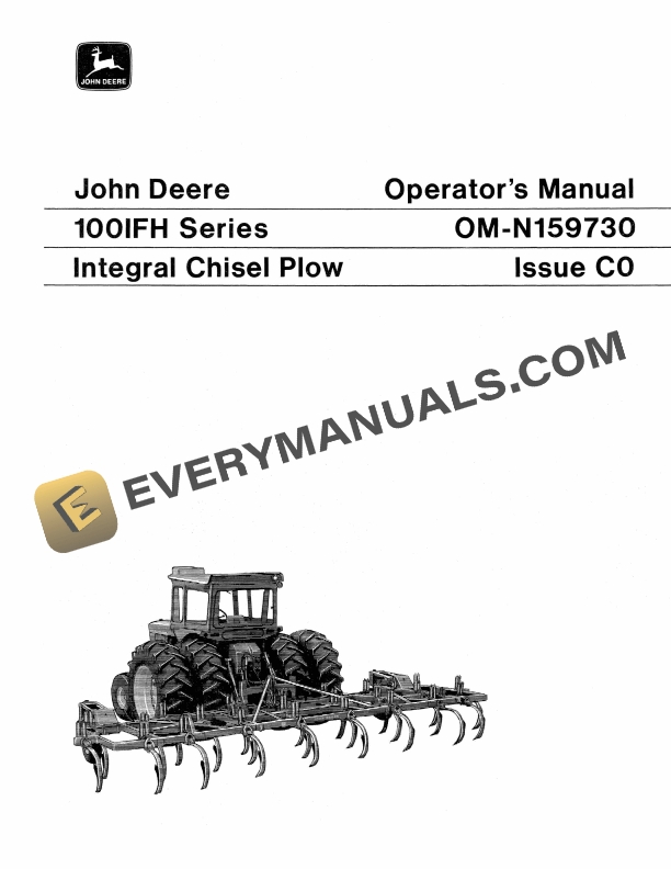 John Deere 100IFH Series Integral Chisel Plow Operator Manual OMN159730