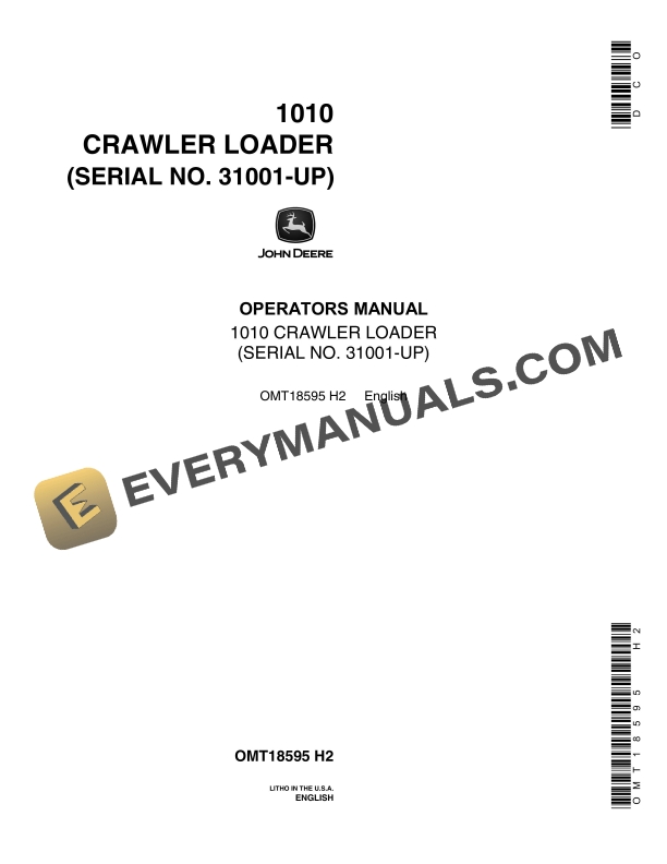 John Deere 1010 CRAWLER LOADER Operator Manual OMT18595 1