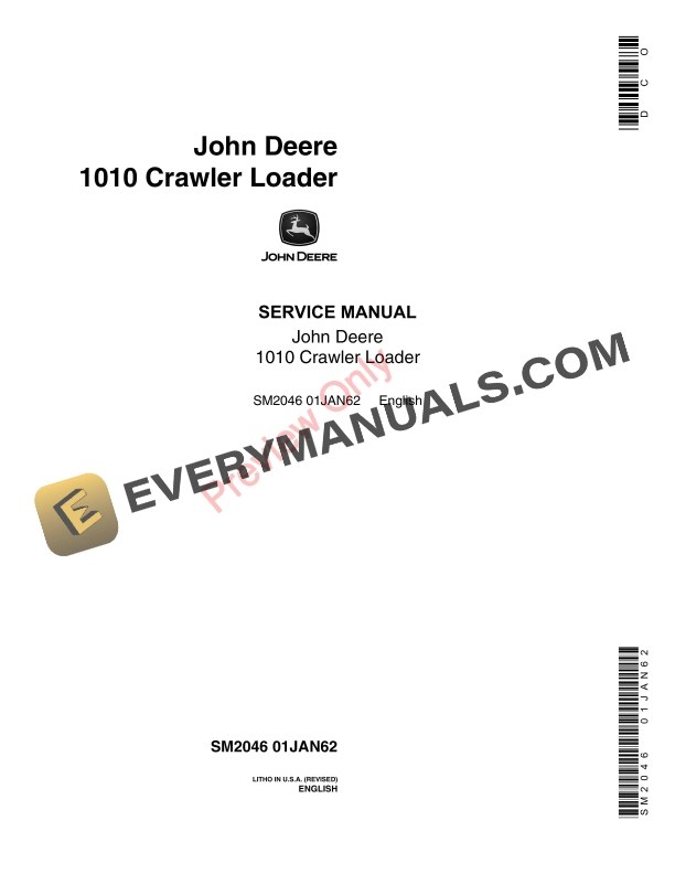 John Deere 1010 Crawler Loader Service Manual SM2046 01JAN62