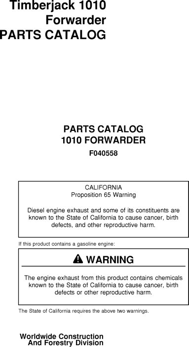 John Deere 1010 Forwarder Parts Catalog F040558