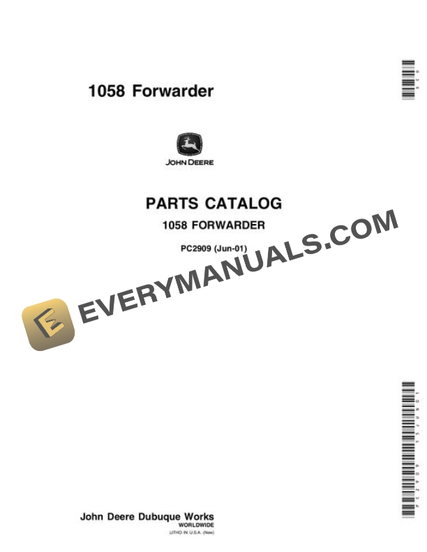 John Deere 1058 Forwarder Parts Catalog PC2909