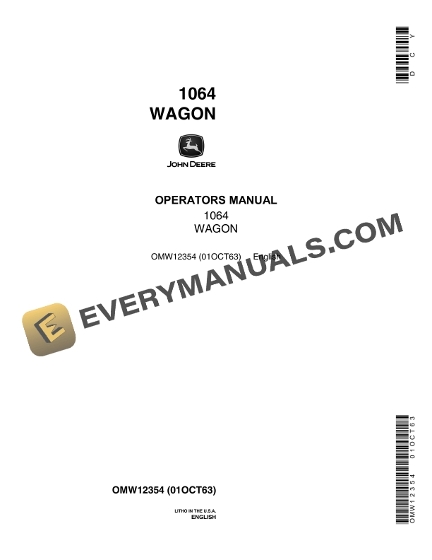 John Deere 1064 Wagon Operator Manual OMW12354