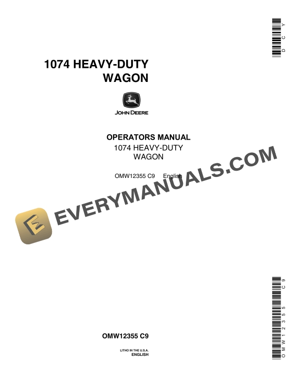 John Deere 1074 HEAVY DUTY WAGON Operator Manual OMW12355 1