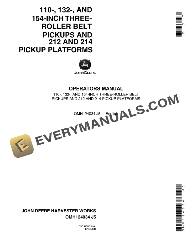 John Deere 110 132 AND 154 INCH THREE Operator Manual OMH124034 1