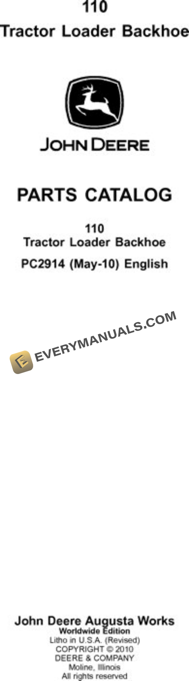 John Deere 110TLB Tractor Loader Backhoe Parts Catalog PC2914