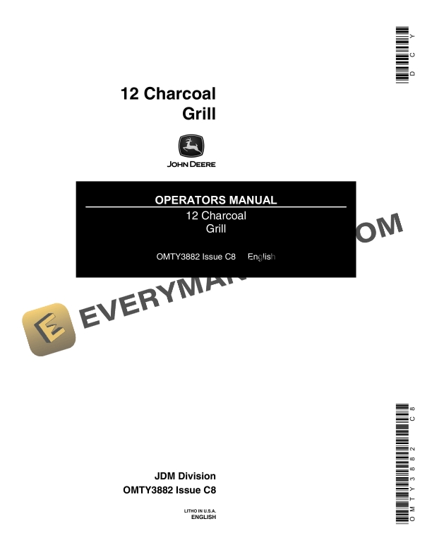 John Deere 12 Charcoal Grill Operator Manual OMTY3882