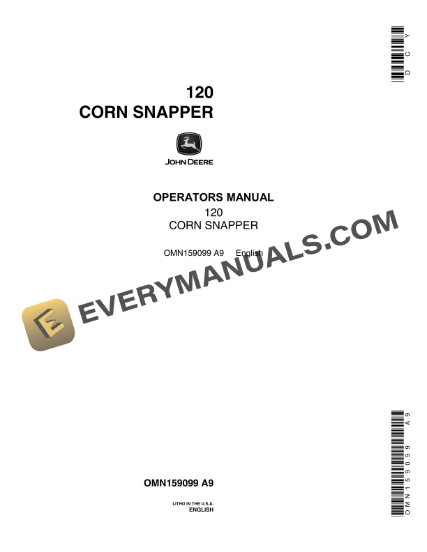 John Deere 120 Corn Snapper Operator Manual OMN159099