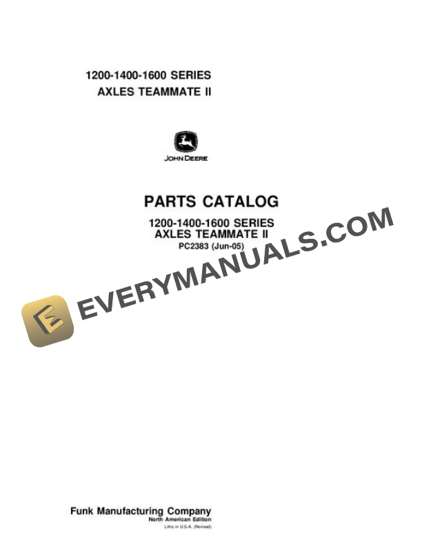 John Deere 1200 1400 1600 Axles Parts Catalog PC2383