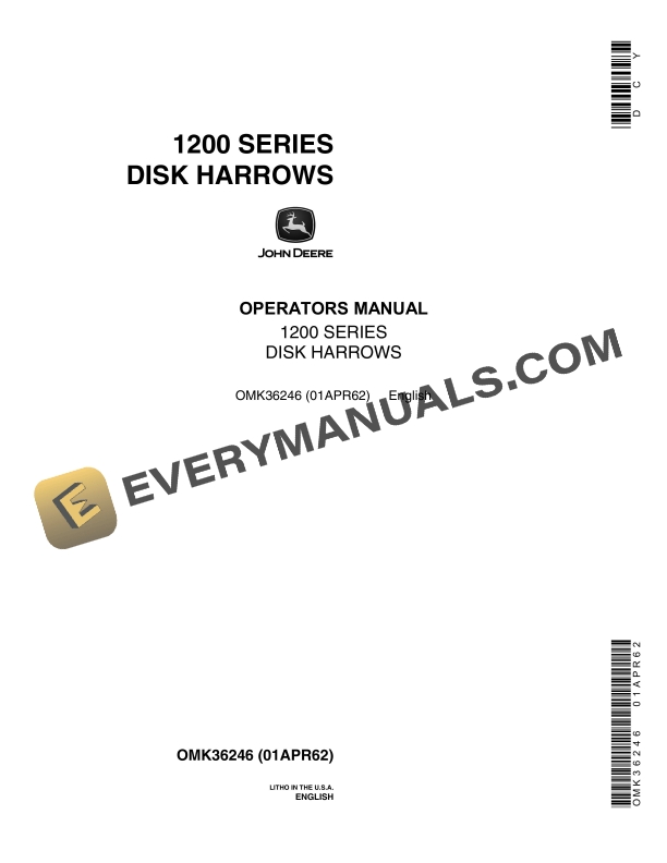 John Deere 1200 SERIES DISK HARROWS Operator Manual OMK36246 1