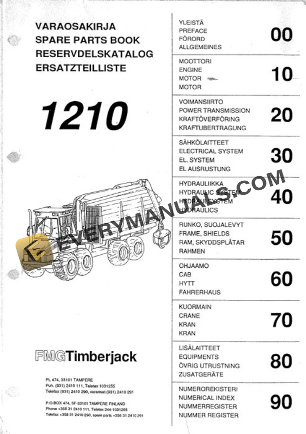 John Deere 1210 Forwarder Parts Catalog F98014