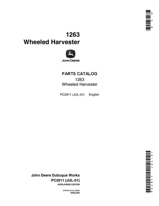 John Deere 1263 Wheeled Harvester Parts Catalog PC2911