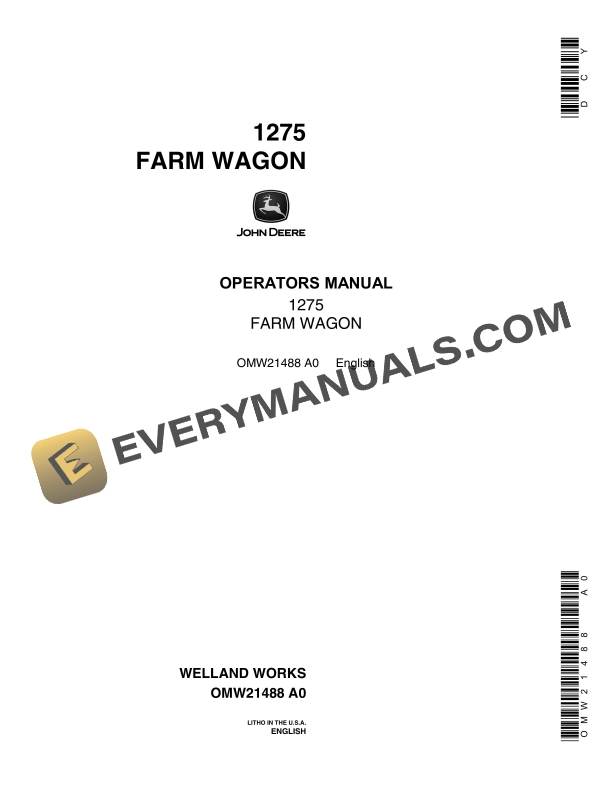 John Deere 1275 Farm Wagon Operator Manual OMW21488