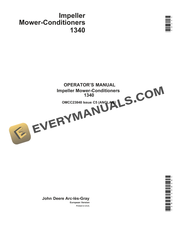 John Deere 1340 Impeller Mower Conditioner Operator Manual OMCC23848 1