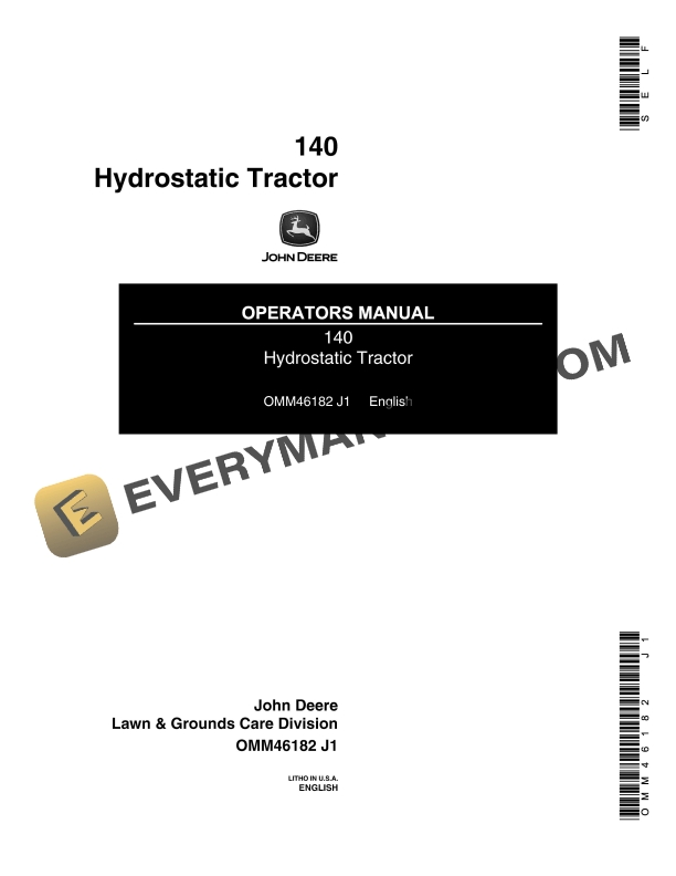 John Deere 140 Hydrostatic Tractor Operator Manual OMM46182