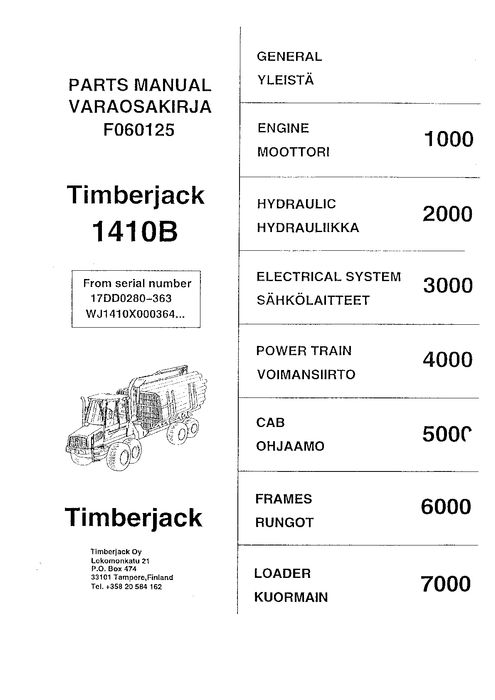 John Deere 1410B Forwarder Parts Catalog F060125