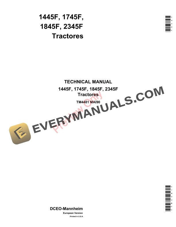 John Deere 1445F 1745F 1845F and 2345F Technical Manual TM4481 01MAI90 1