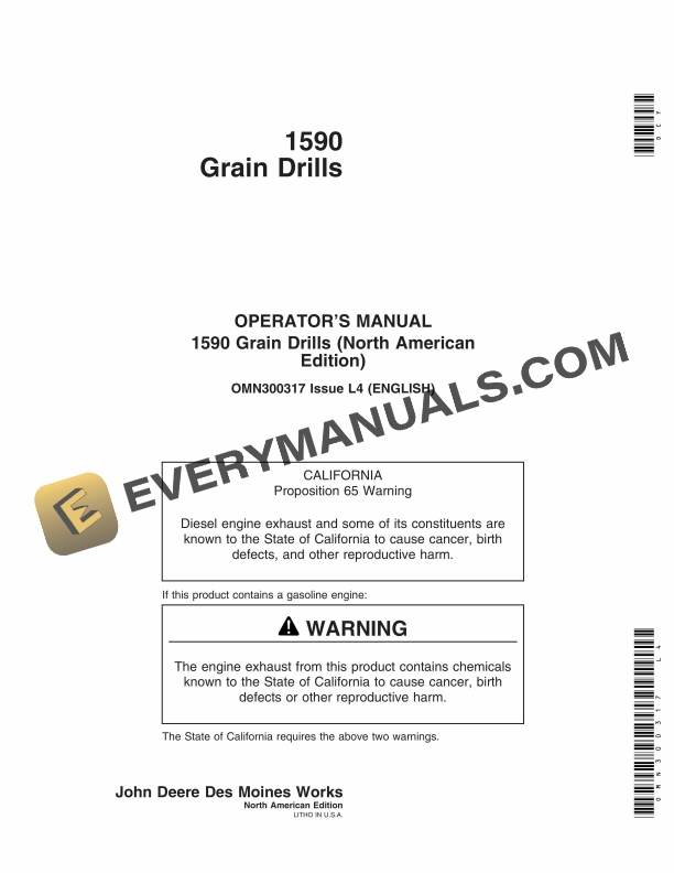 John Deere 1590 Grain Drill Operator Manual OMN300317 1