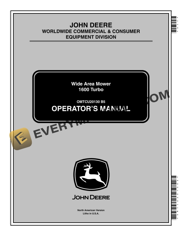 John Deere 1600 Turbo Wide Area Mower Operator Manual OMTCU20130E 1