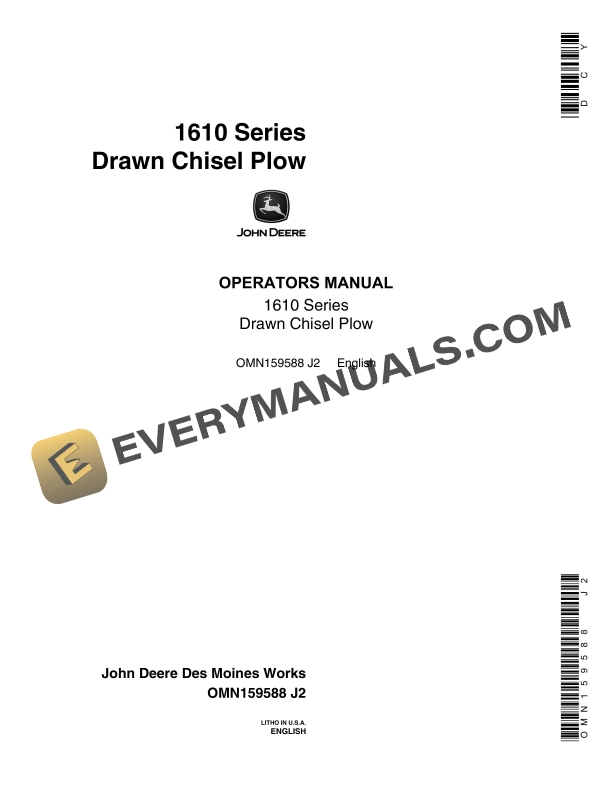 John Deere 1610 Series Drawn Chisel Plow Operator Manual OMN159588 1