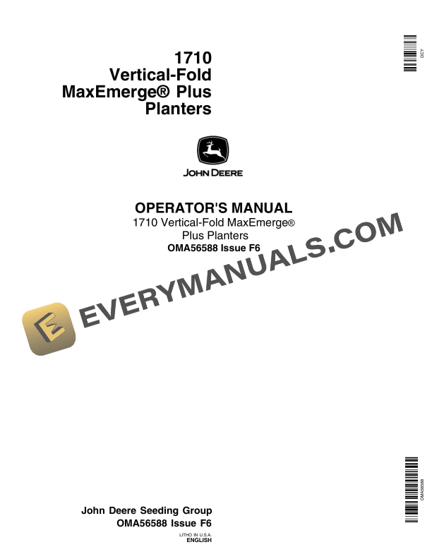 John Deere 1710 Vertical Fold MaxEmerge Plus Planter Operator Manual OMA56588 1