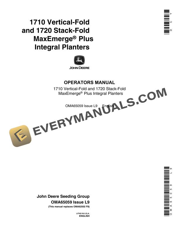 John Deere 1710 Vertical Fold and 1720 Stack Operator Manual OMA65059 1