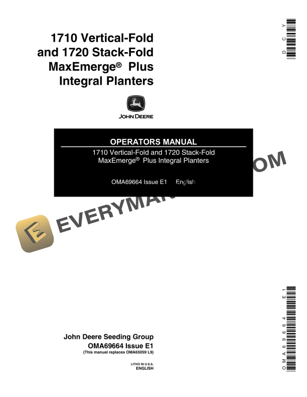 John Deere 1710 Vertical Fold and 1720 Stack Operator Manual OMA69664 1