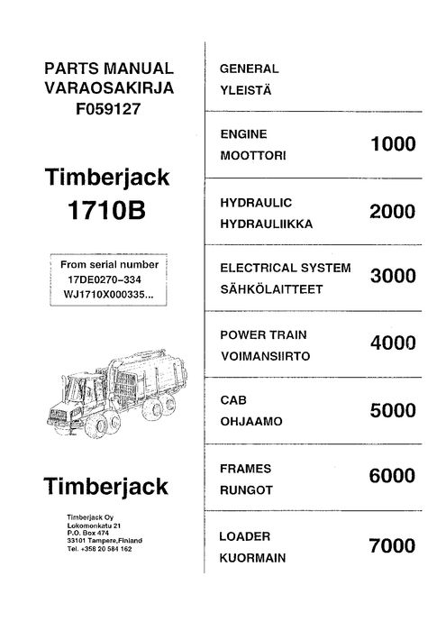 John Deere 1710B Forwarder Parts Catalog F059127