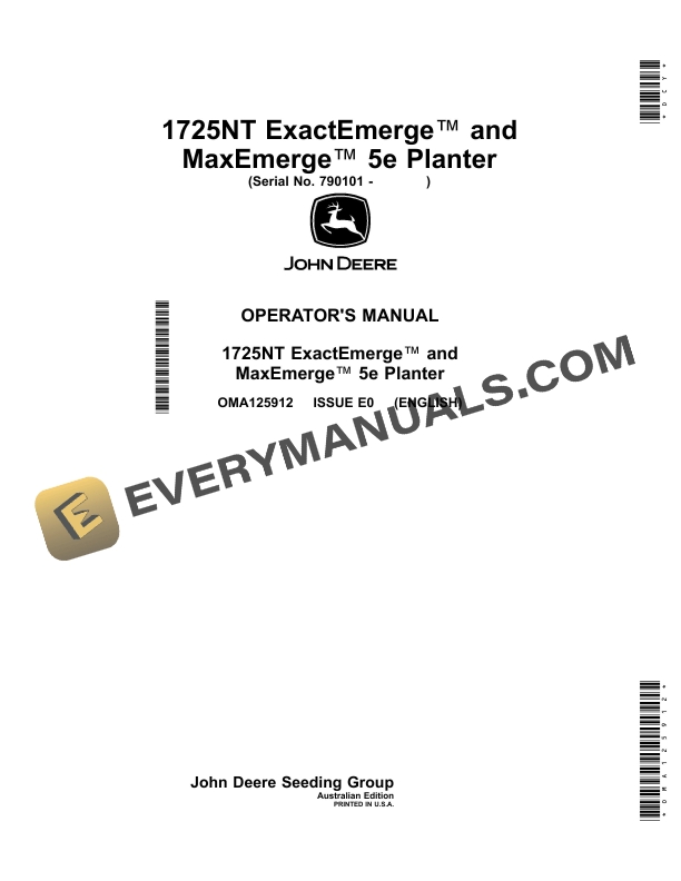 John Deere 1725NT ExactEmerge and MaxEmerge 5E Planter Operator Manual OMA125912 2 John Deere 1725NT ExactEmerge and MaxEmerge 5e Planter Operator Manual OMA125912 1