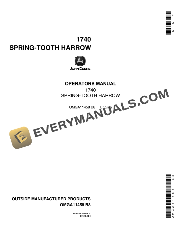 John Deere 1740 Spring-Tooth Harrow Operator Manual OMGA11458 1 John Deere 1740 SPRING TOOTH HARROWS Operator Manual OMGA11458 1