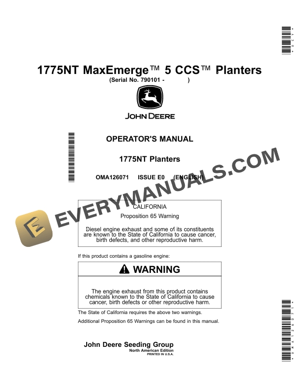 John Deere 1775NT MaxEmerge 5 CCS Planter Operator Manual OMA126071 2 John Deere 1775NT MaxEmerge 5 CCS Planter Operator Manual OMA126071 1