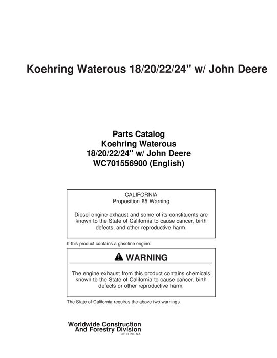 John Deere 18 20 22 24 Inch Attachment Parts Catalog WC701556900